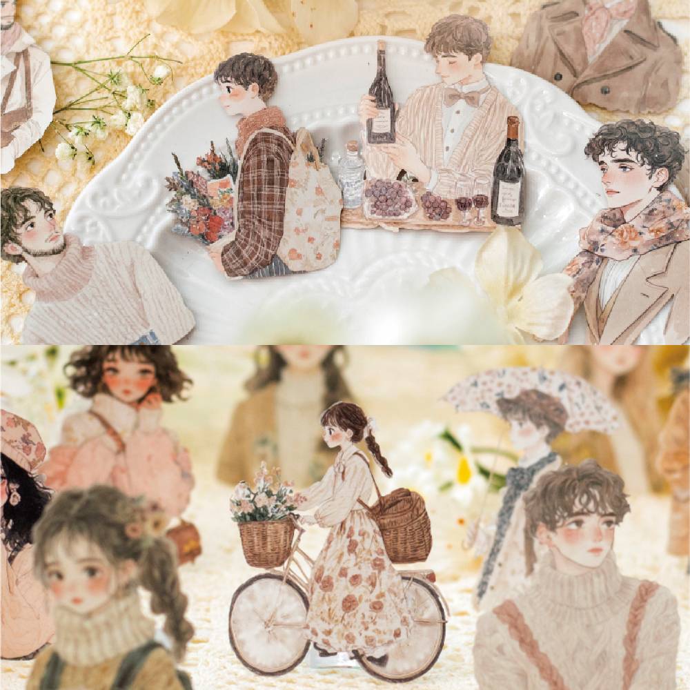 100 Pcs Winter Prologue Character Paper Sticker Set With A Tin Box