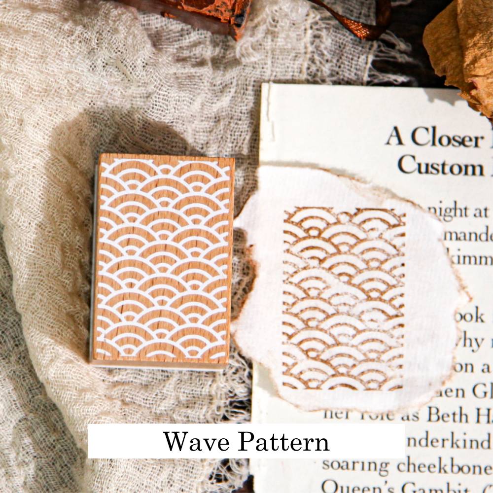 1 Pack Exquisite Pattern Wooden Rubber Stamp