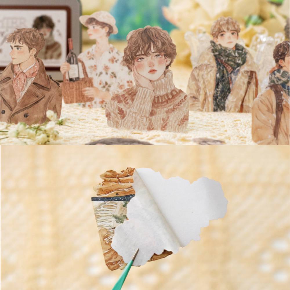 100 Pcs Winter Prologue Character Paper Sticker Set With A Tin Box