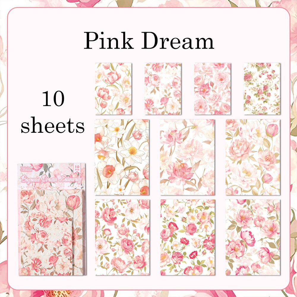 10 feuilles de papier à motifs de fleurs en fleurs