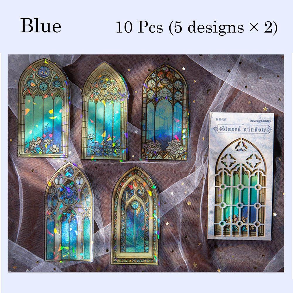 10 Pcs Glazed Window PET Sticker Set