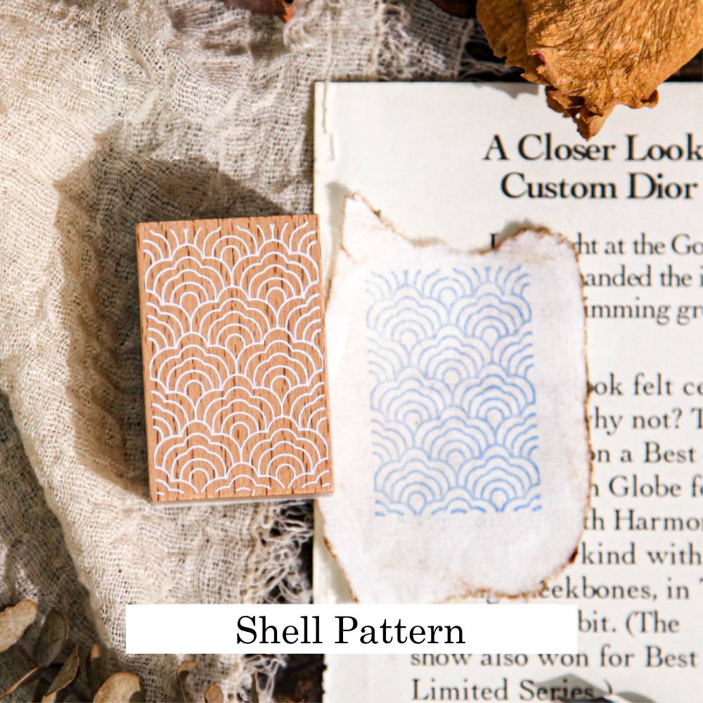 1 Pack Exquisite Pattern Wooden Rubber Stamp