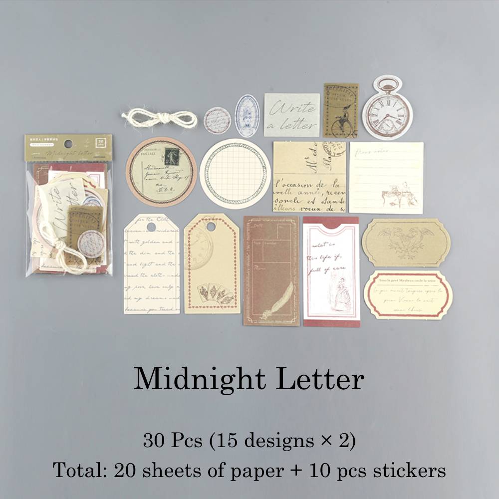 30 Pcs Old Dreams Now Sticker & Material Paper Set