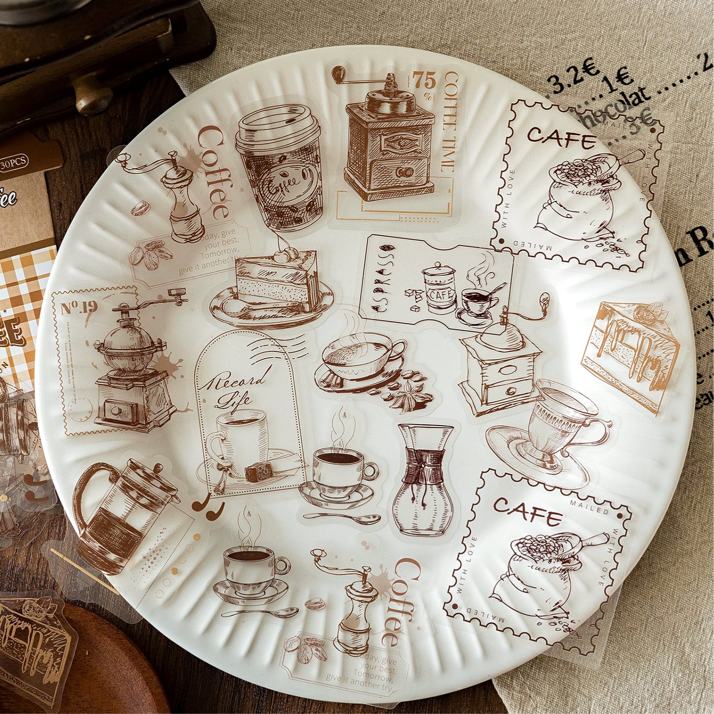 30 Pcs A Cup Of Coffee Time PET Sticker Set