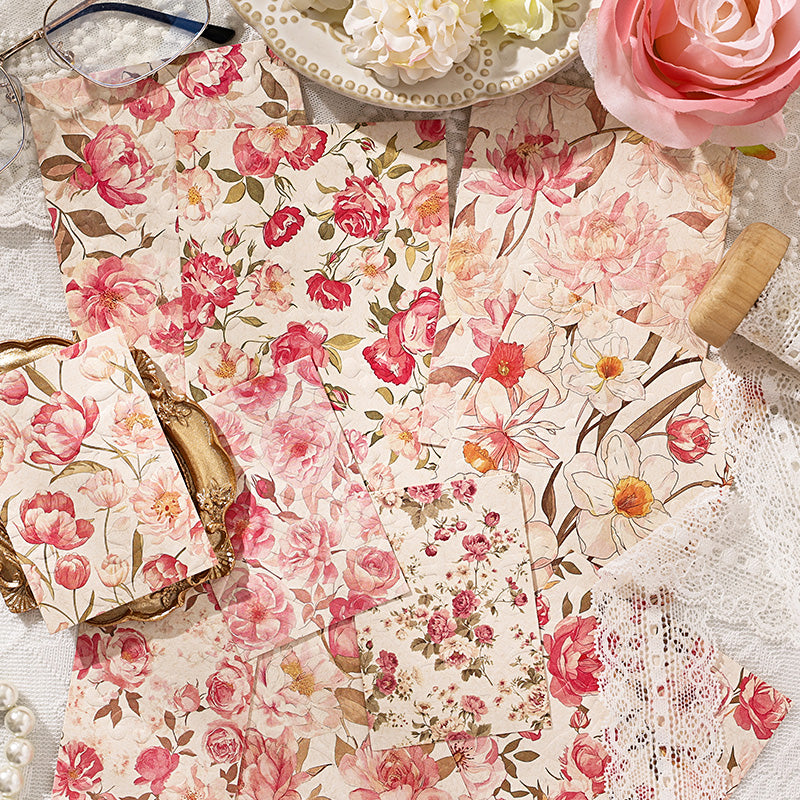 10 feuilles de papier à motifs de fleurs en fleurs