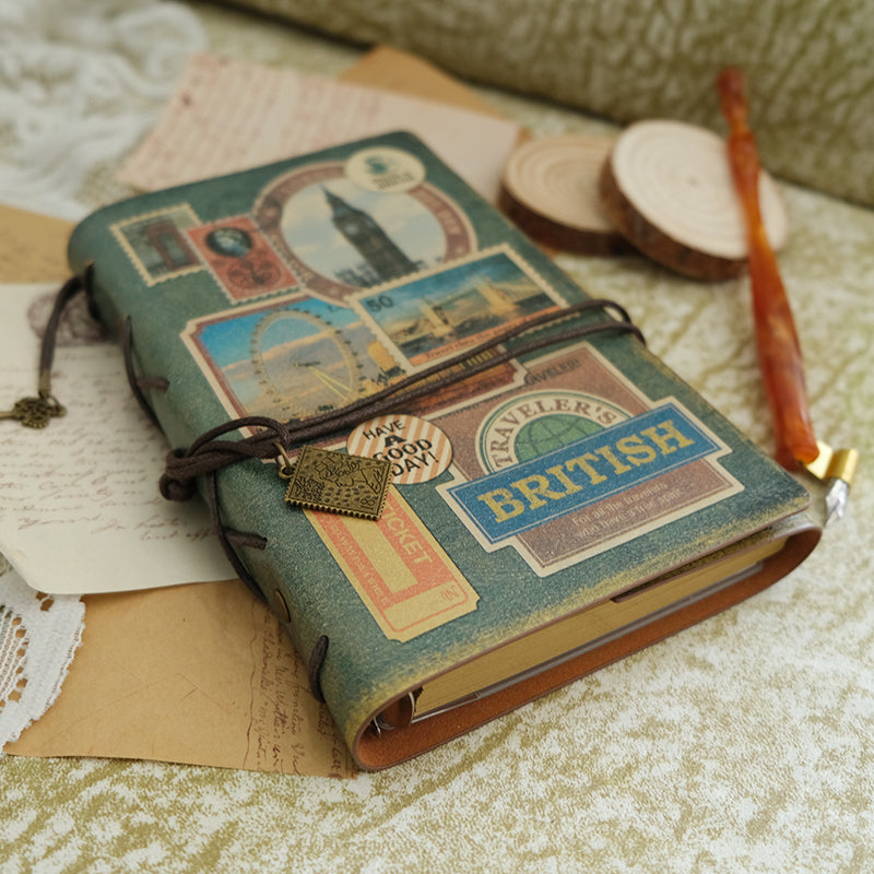 Vintage British Memory Kraft Paper Refillable Bullet Journal