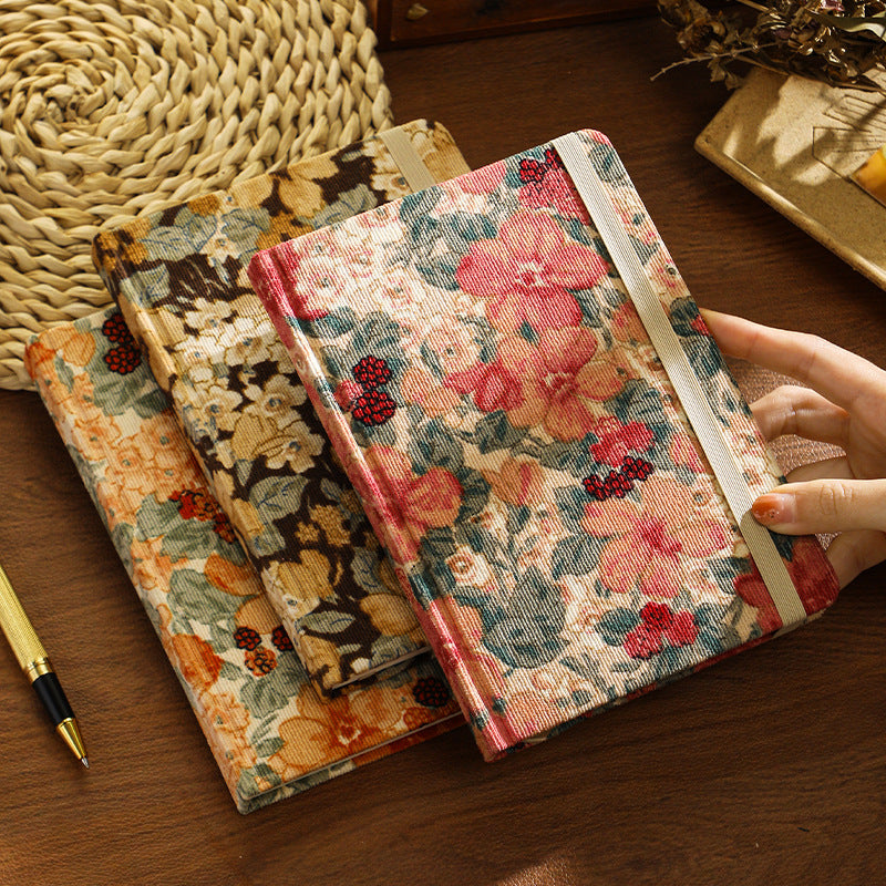 80 Sheets Retro Bloom Flower Corduroy Notebook