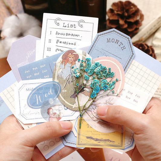 30 Pcs Old Dreams Now Sticker & Material Paper Set