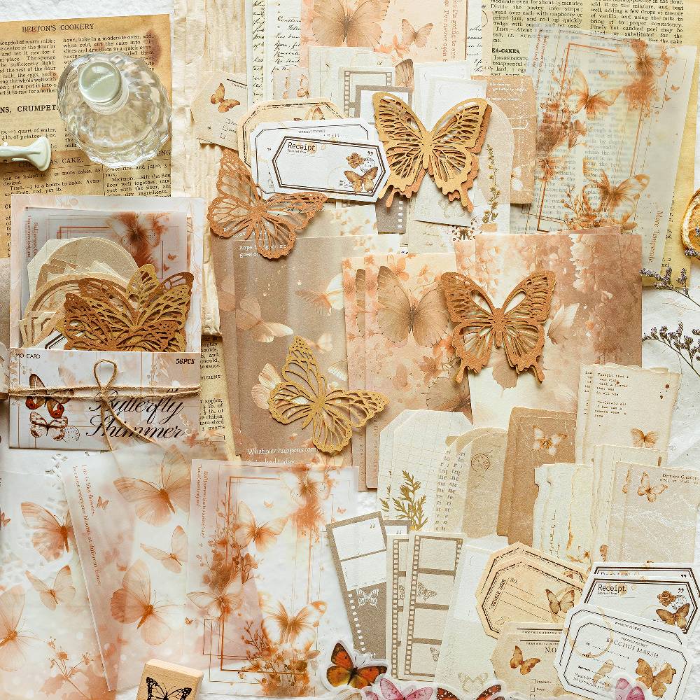 56 Pcs Journey Through The Years Sticker & Material Paper Set