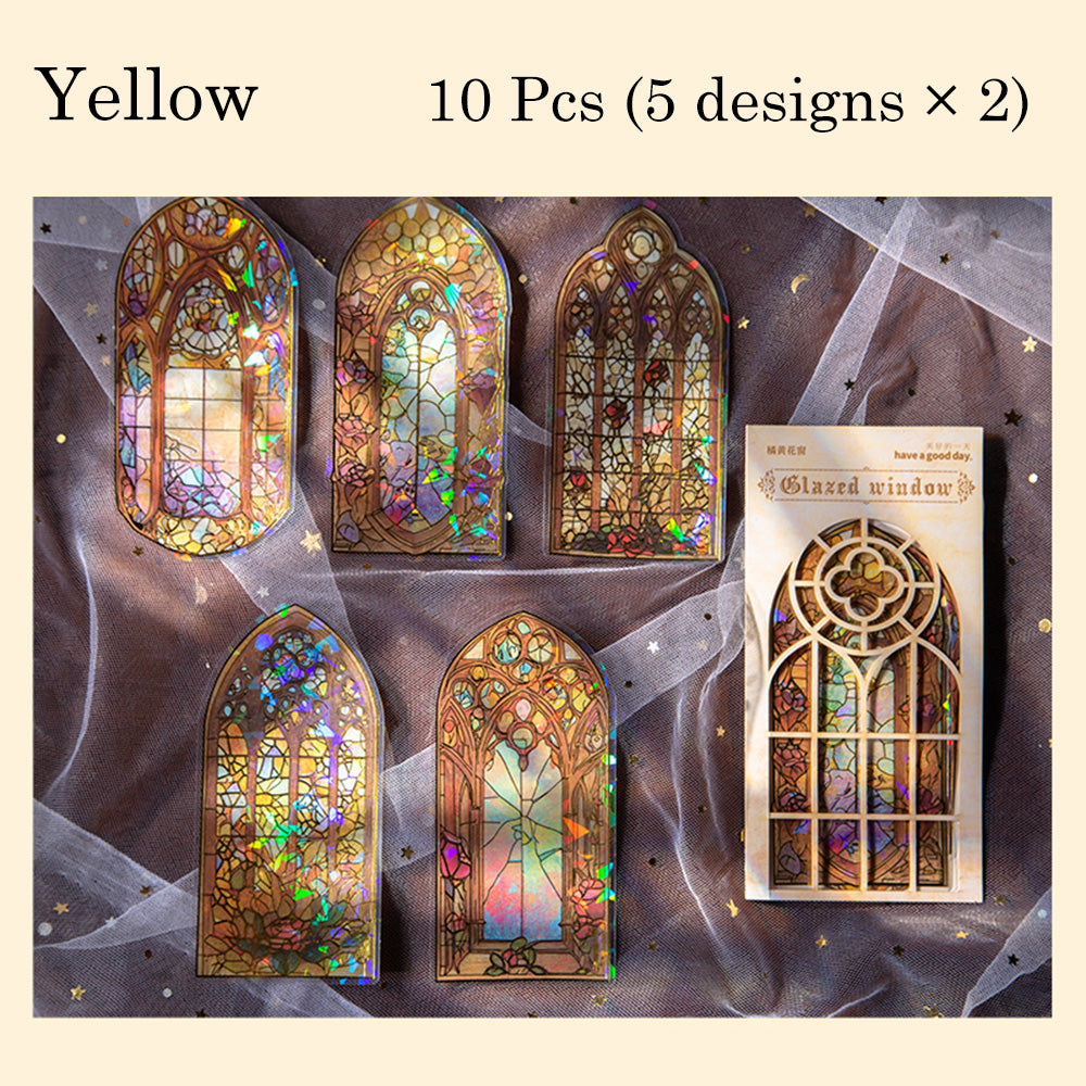 10 Pcs Glazed Window PET Sticker Set