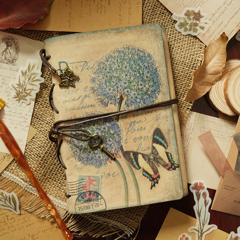 Dandelion & Butterfly Vintage Kraft Paper Refillable Bullet Journal