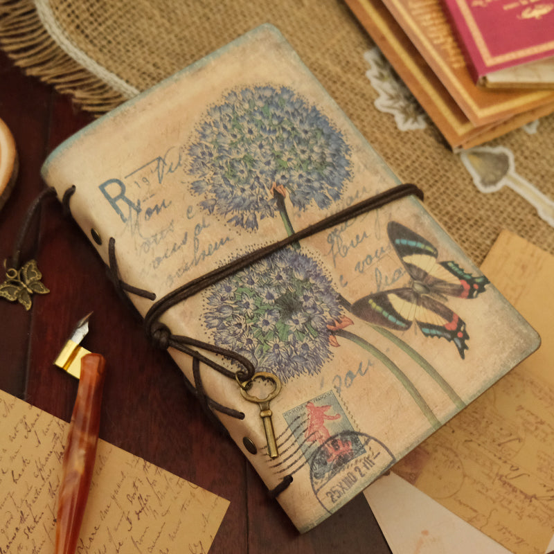 Dandelion & Butterfly Vintage Kraft Paper Refillable Bullet Journal