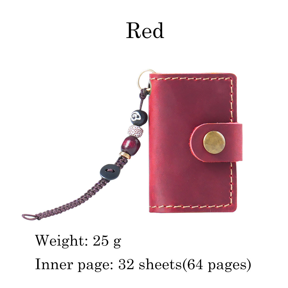 32 Sheets Mini Pocket Cowhide Bullet Journal With Chain