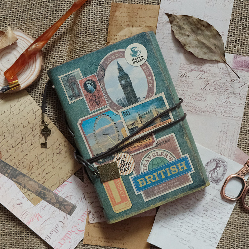 Vintage British Memory Kraft Paper Refillable Bullet Journal