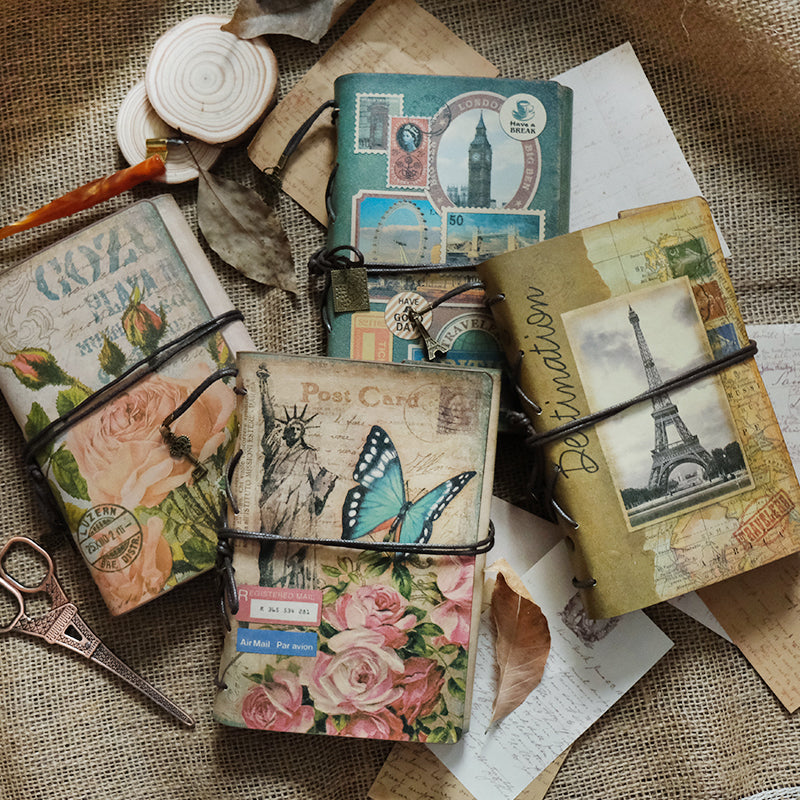 Vintage Kraft Paper Refillable Bullet Journal With Storage Pocket