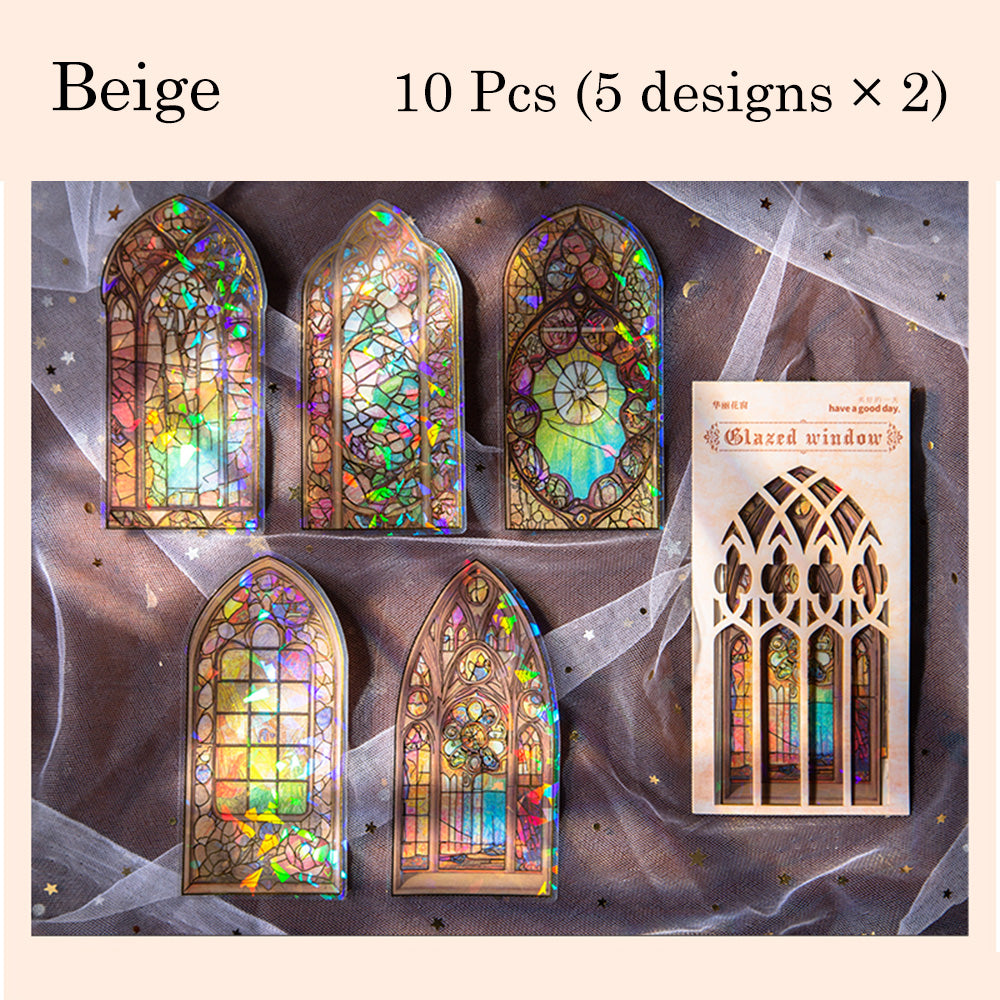 10 Pcs Glazed Window PET Sticker Set