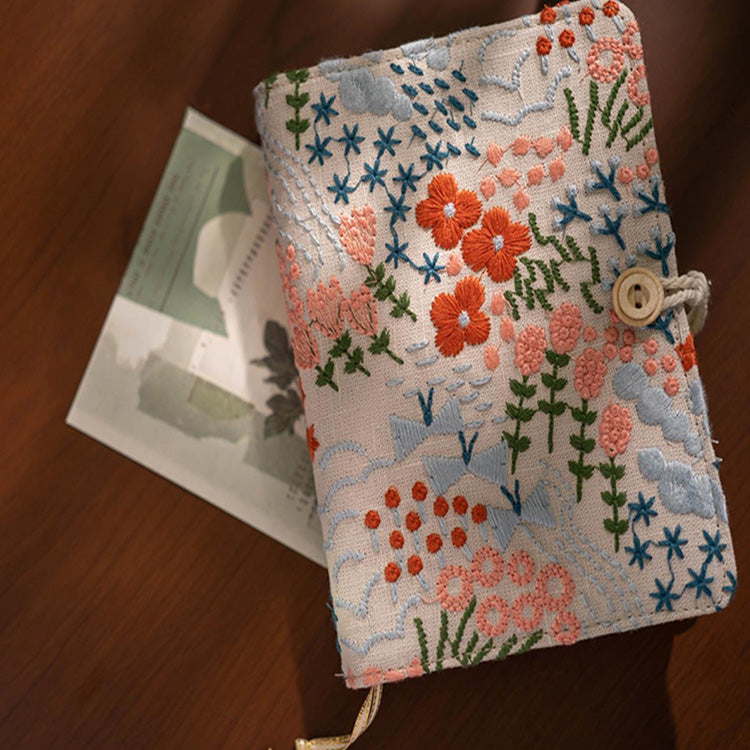 90 Sheets Embroidery Flowers Fabric Bullet Journal