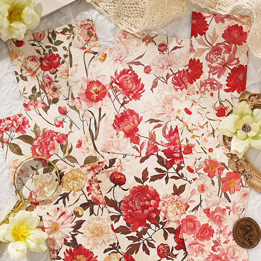 10 feuilles de papier à motifs de fleurs en fleurs