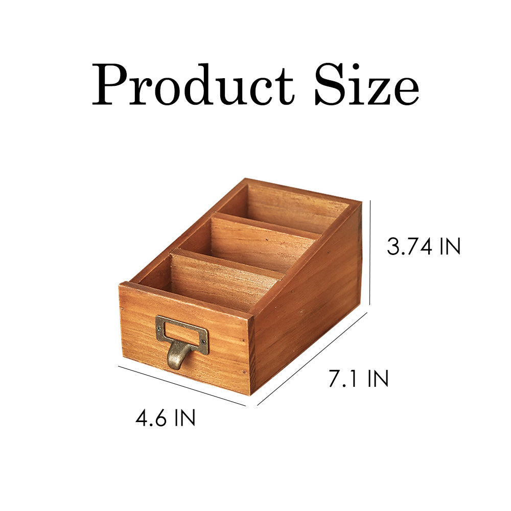 Boîte de rangement rétro en bois à 3 compartiments