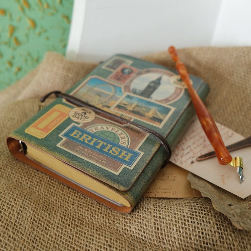 Vintage British Memory Kraft Paper Refillable Bullet Journal