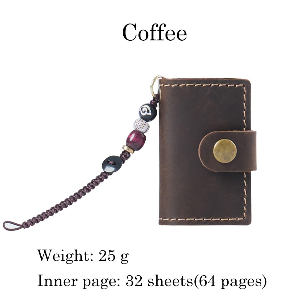 32 Sheets Mini Pocket Cowhide Bullet Journal With Chain