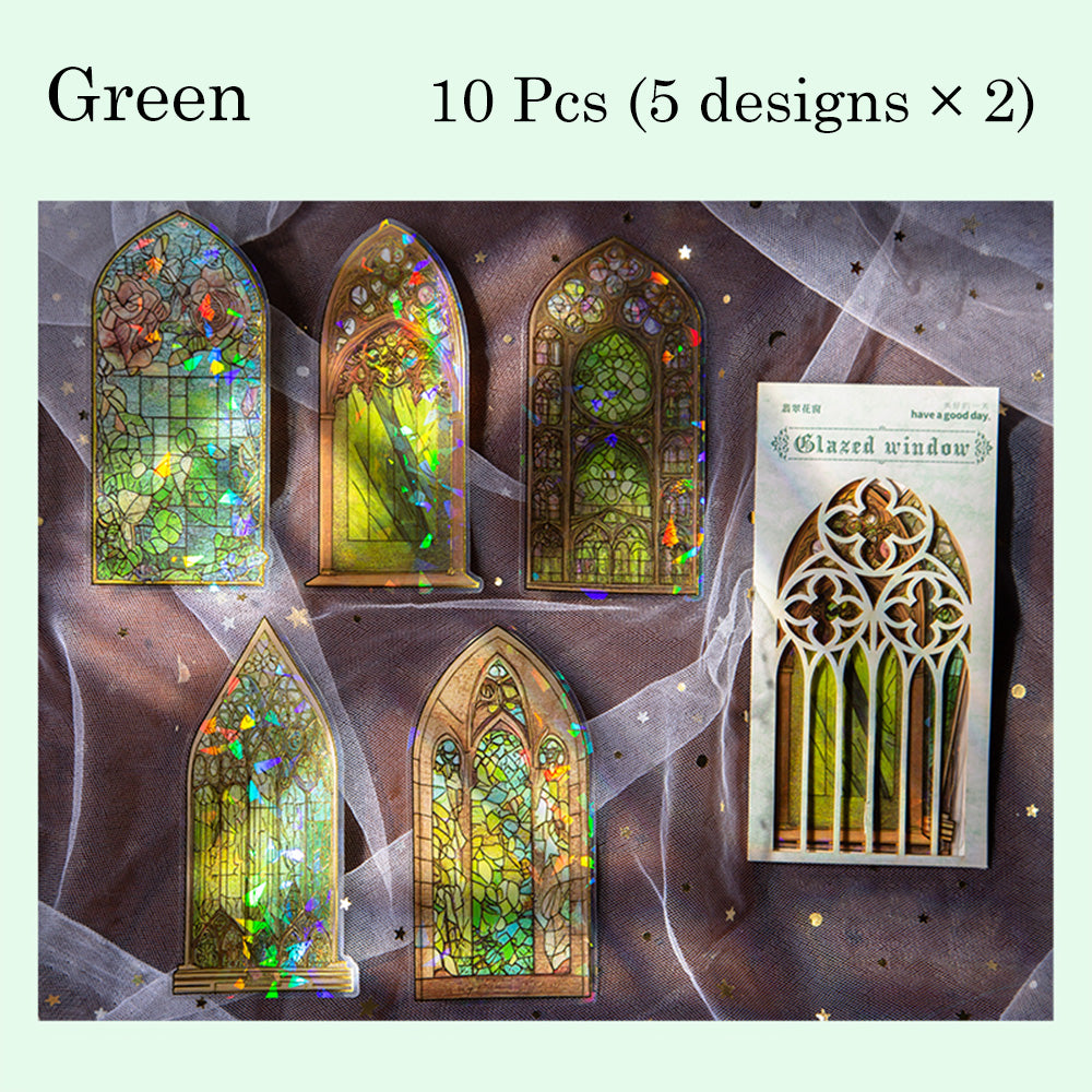 10 Pcs Glazed Window PET Sticker Set
