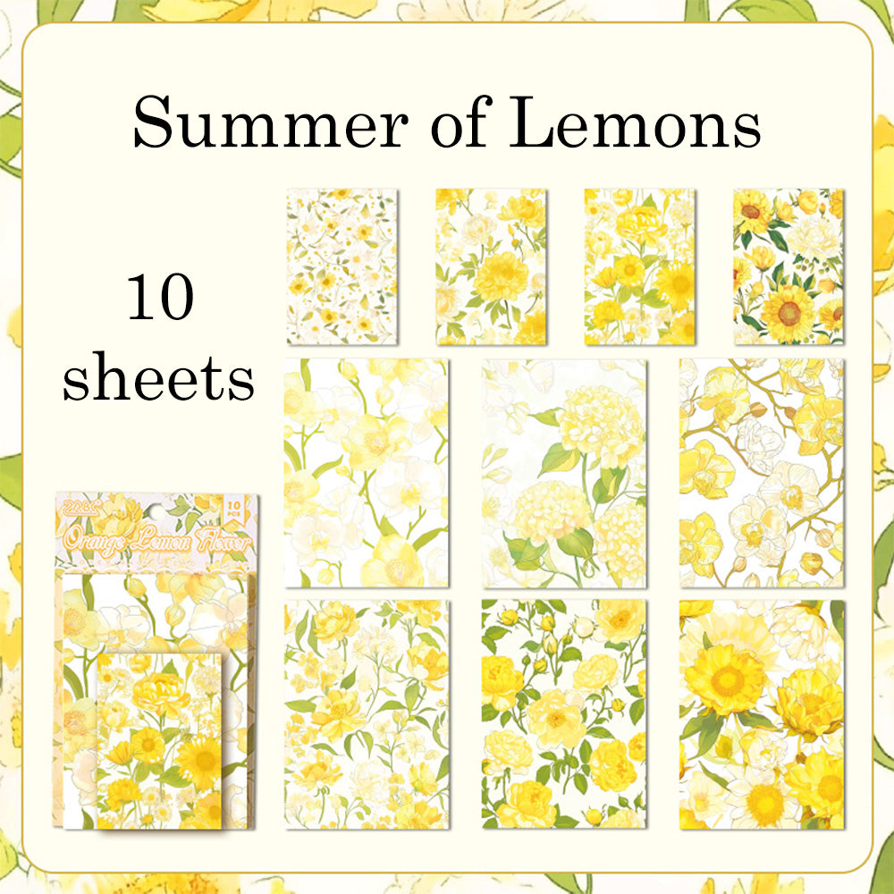 10 feuilles de papier à motifs de fleurs en fleurs