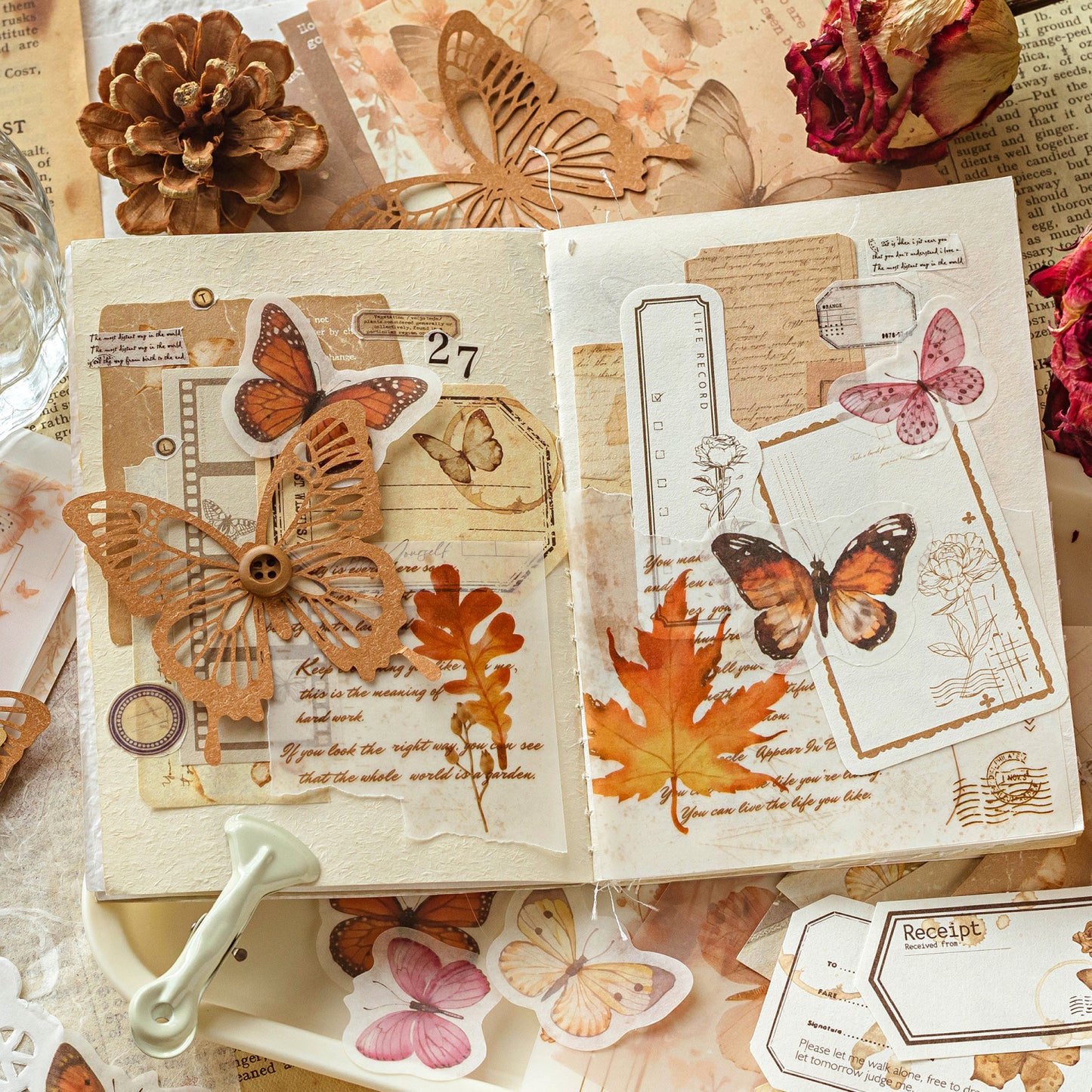 56 Pcs Journey Through The Years Sticker & Material Paper Set