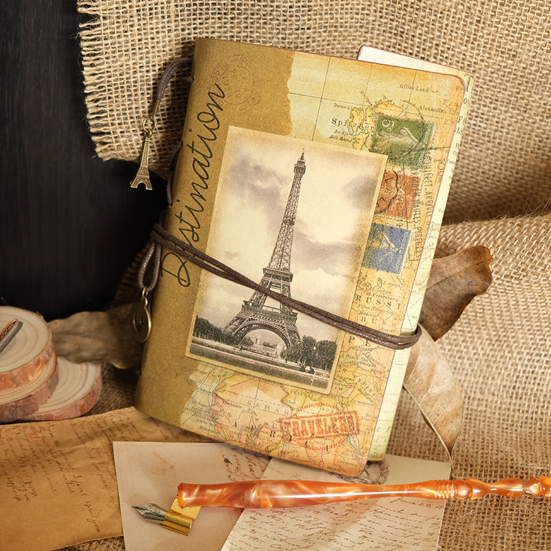 Vintage Iron Tower Kraft Paper Refillable Bullet Journal