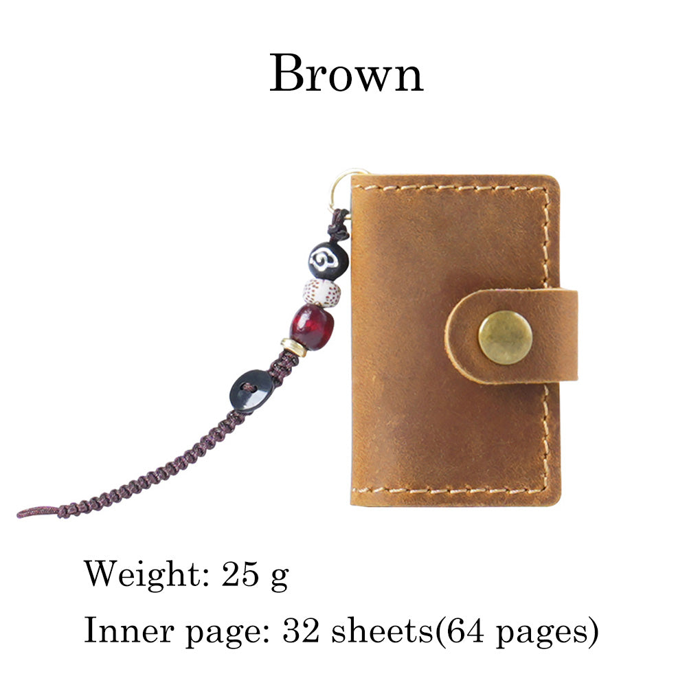 32 Sheets Mini Pocket Cowhide Bullet Journal With Chain