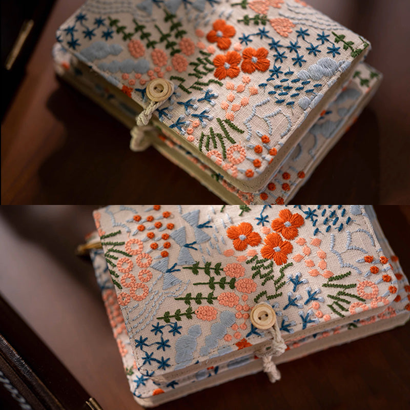 90 Sheets Embroidery Flowers Fabric Bullet Journal