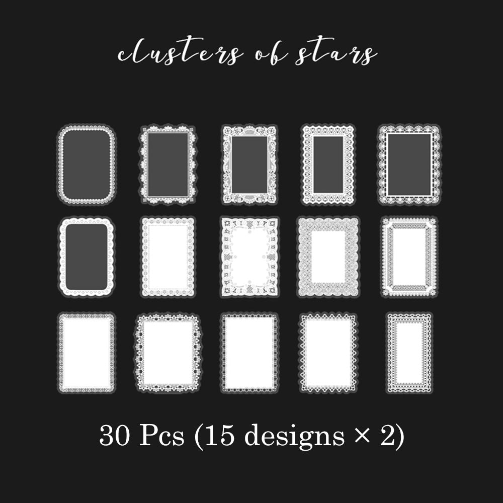 30 Pcs Alice's Adventures Lace PET Sticker Set