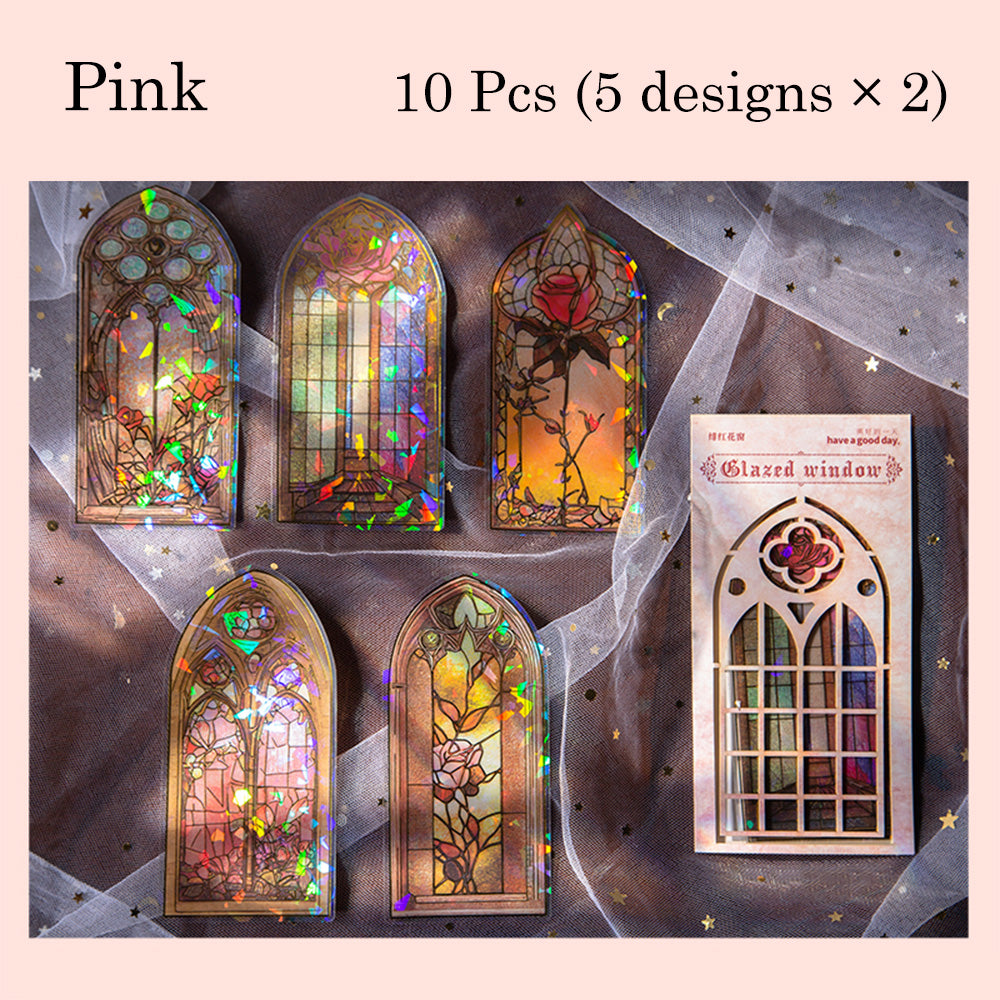 10 Pcs Glazed Window PET Sticker Set