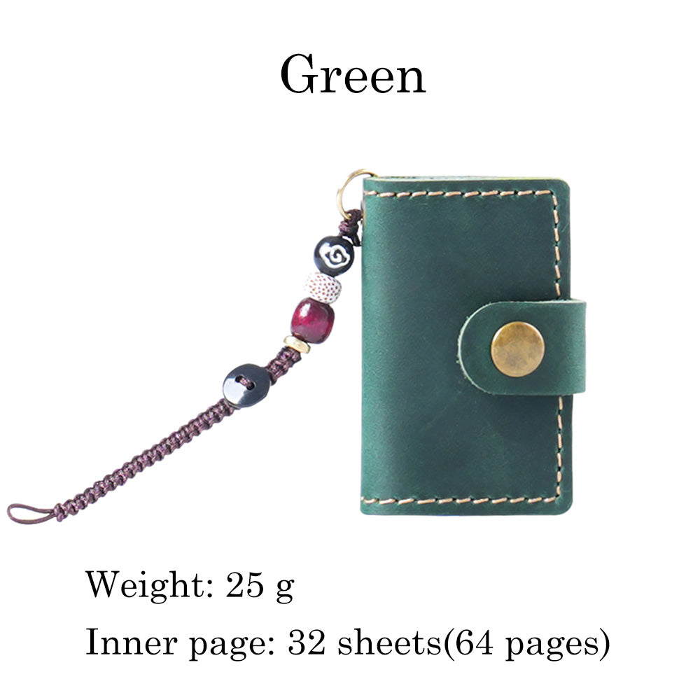 32 Sheets Mini Pocket Cowhide Bullet Journal With Chain