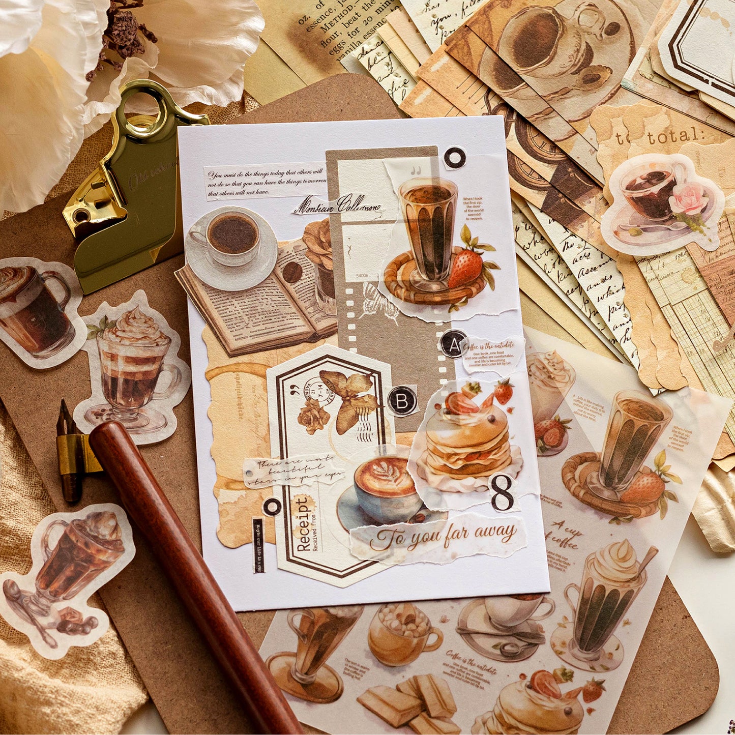 56 Pcs Journey Through The Years Sticker & Material Paper Set