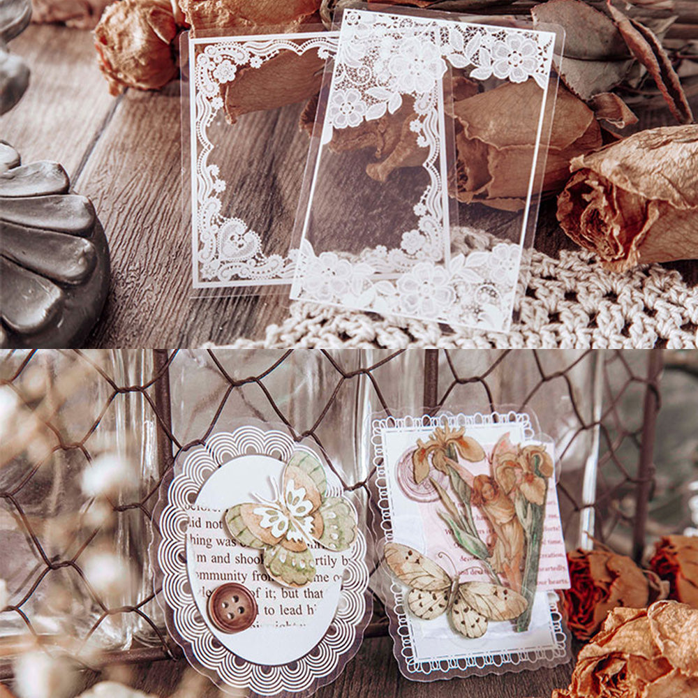 30 Pcs Alice's Adventures Lace PET Sticker Set