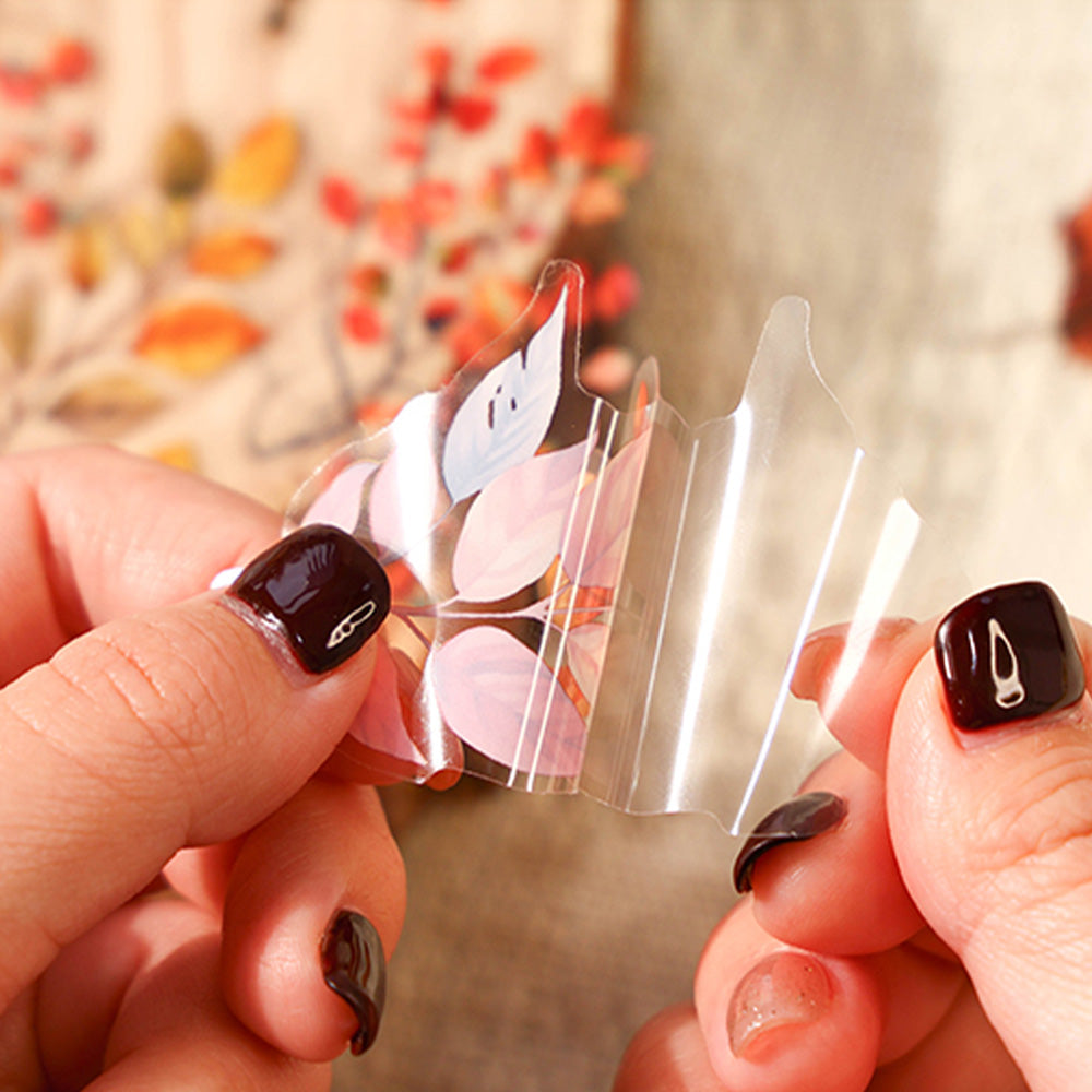100 Pcs flower Illustrations PET Sticker Set