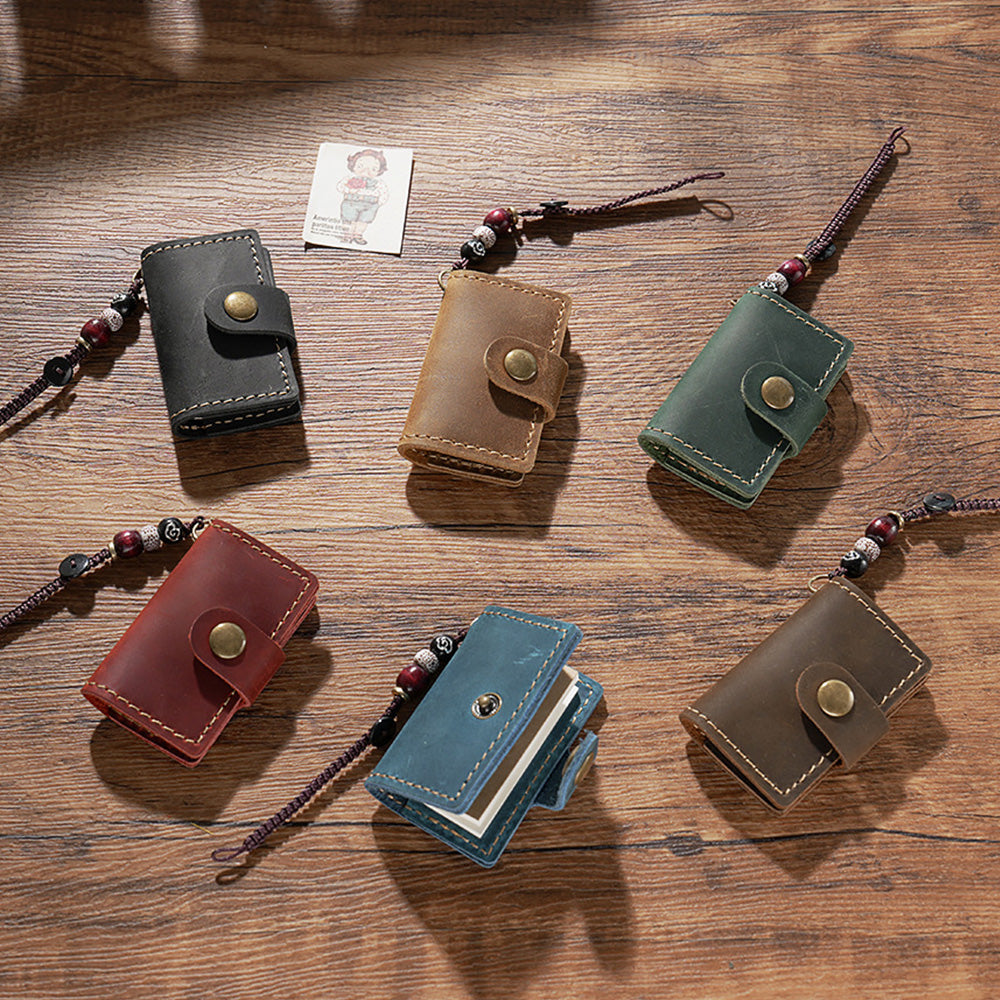 32 Sheets Mini Pocket Cowhide Bullet Journal With Chain