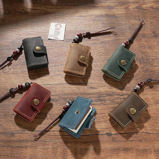 32 Sheets Mini Pocket Cowhide Bullet Journal With Chain