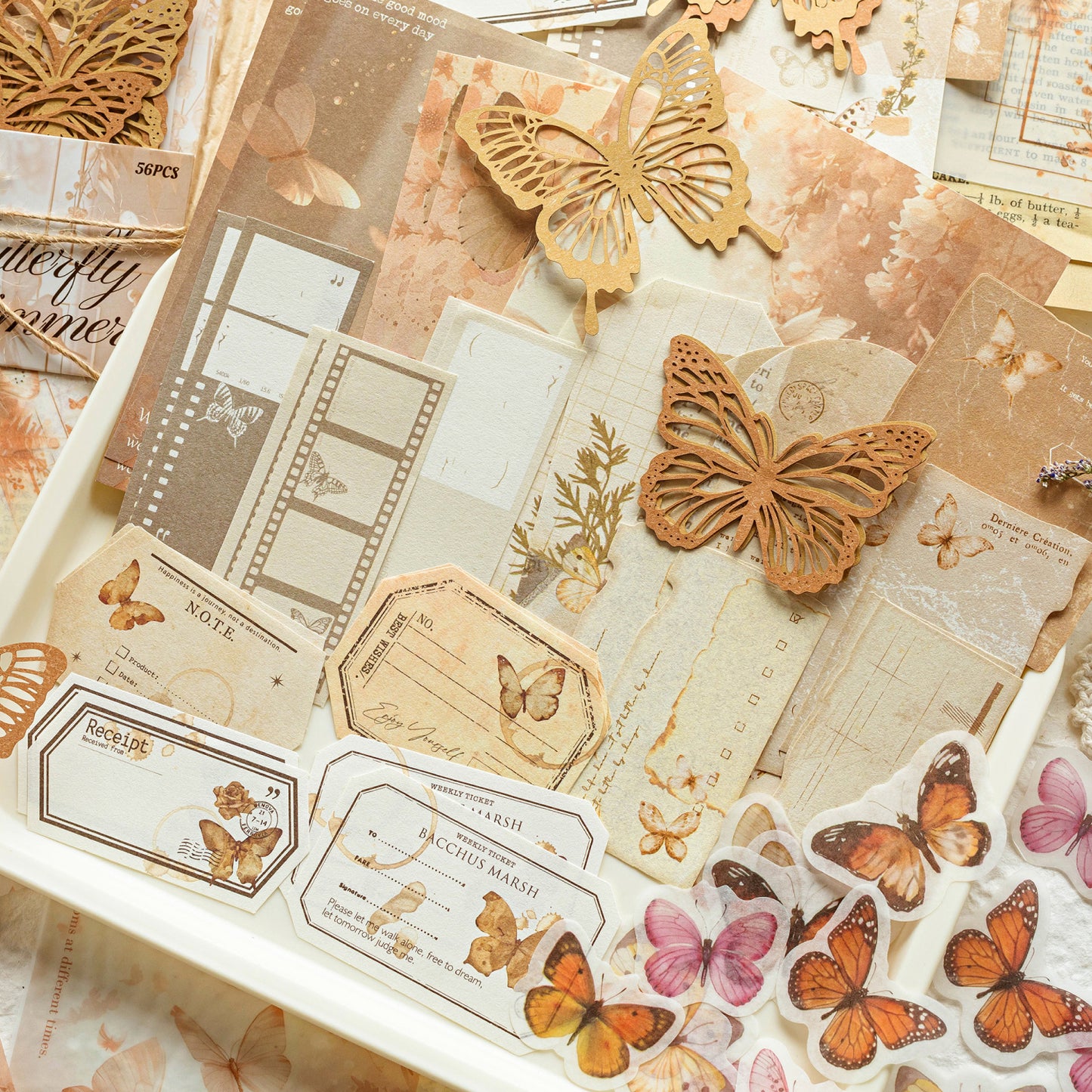56 Pcs Journey Through The Years Sticker & Material Paper Set