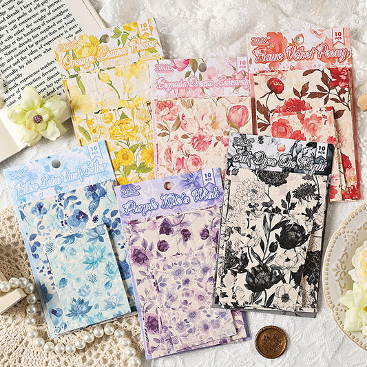 10 feuilles de papier à motifs de fleurs en fleurs