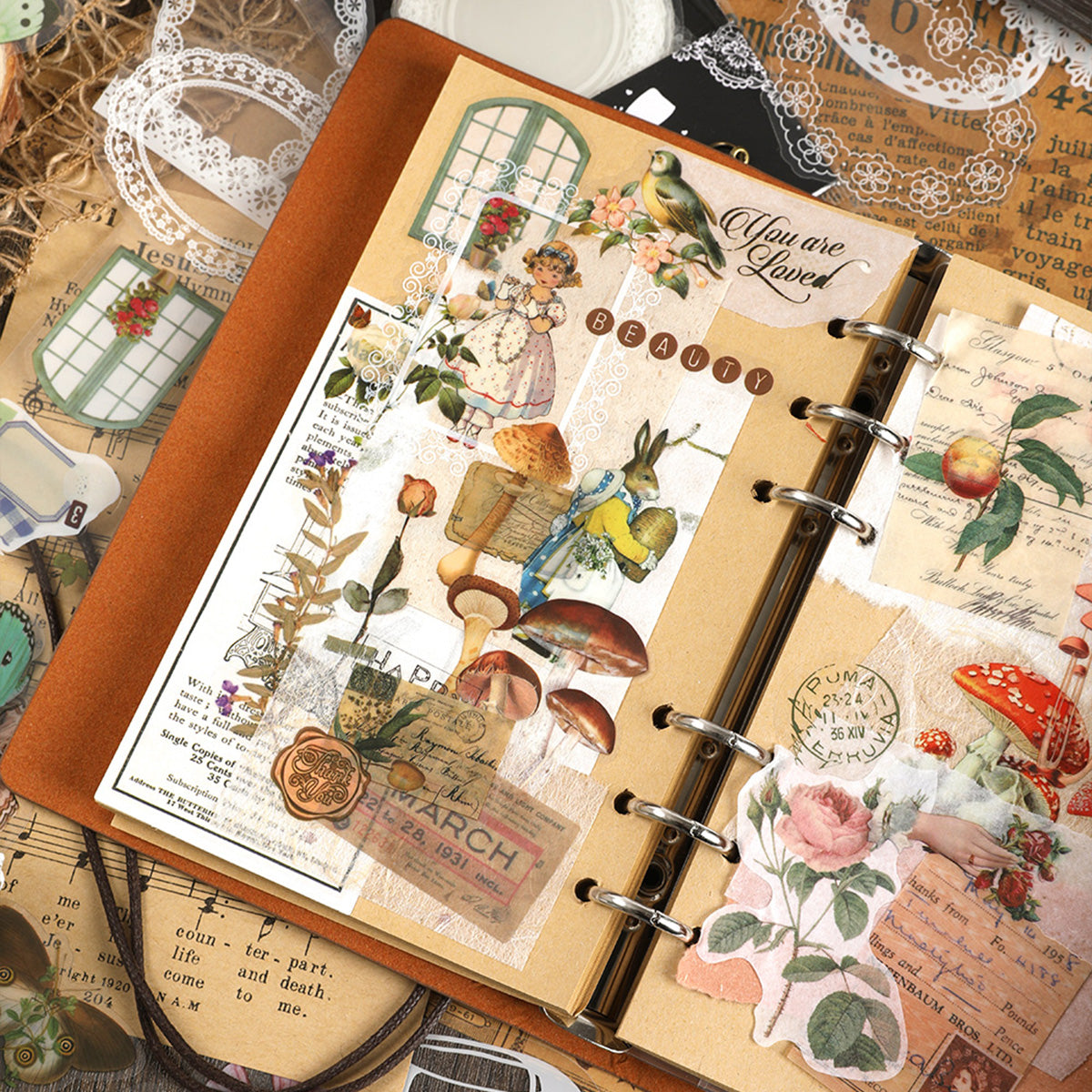Dandelion & Butterfly Vintage Kraft Paper Refillable Bullet Journal