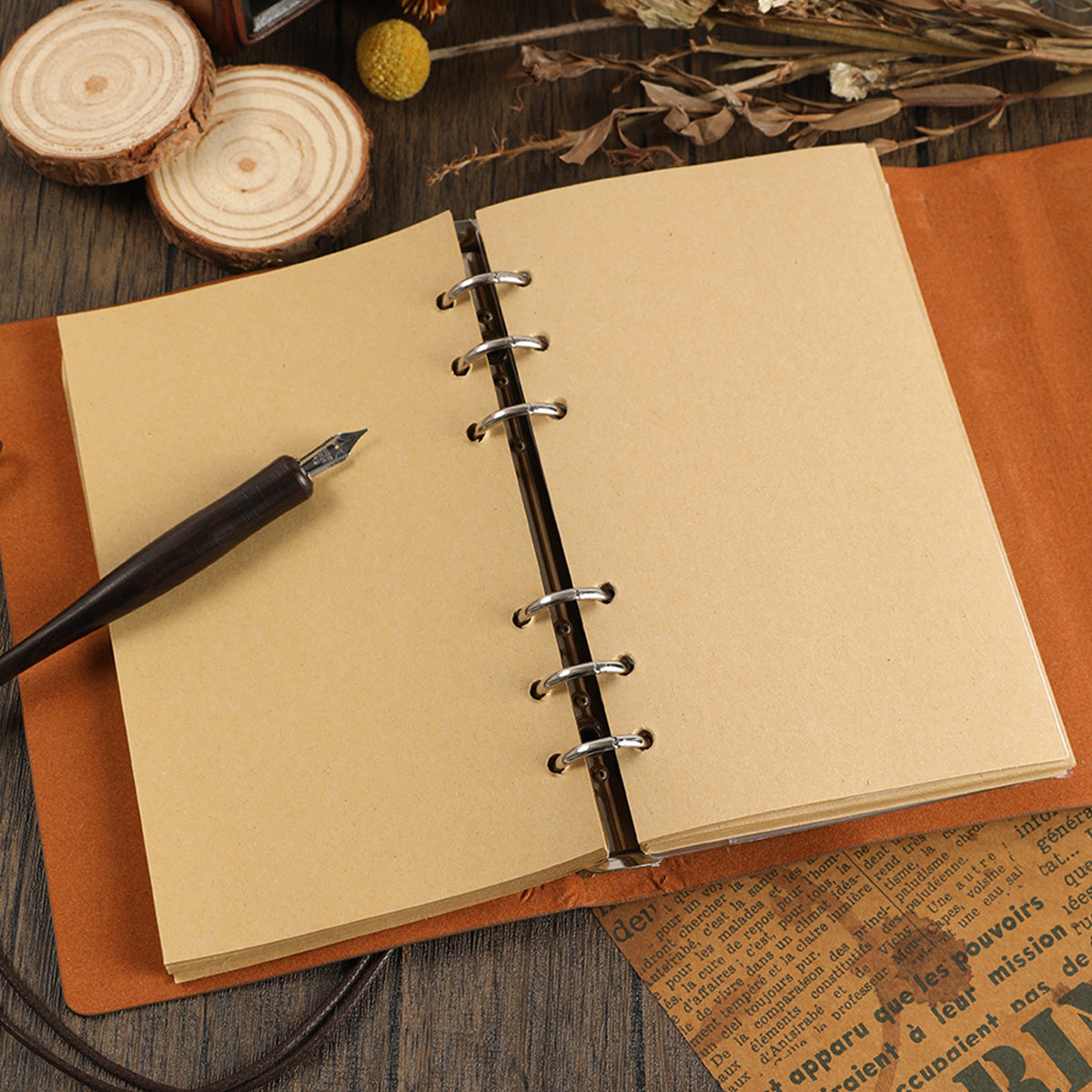 Dandelion & Butterfly Vintage Kraft Paper Refillable Bullet Journal