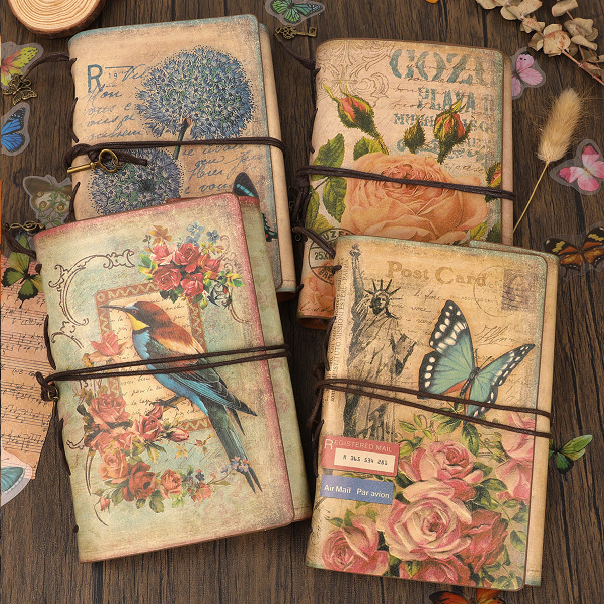 Vintage Kraft Paper Refillable Bullet Journal With Storage Pocket