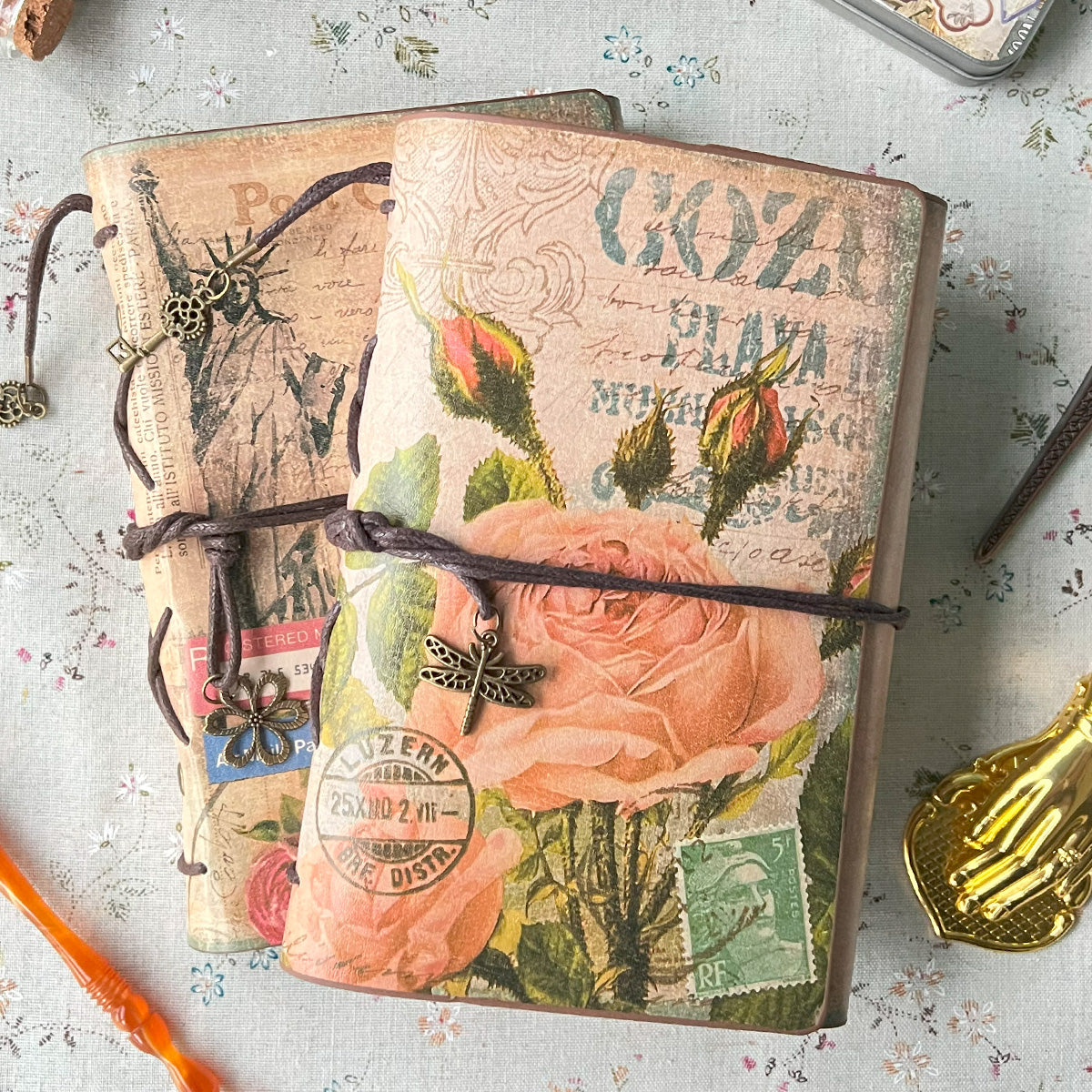Vintage Kraft Paper Refillable Bullet Journal With Storage Pocket
