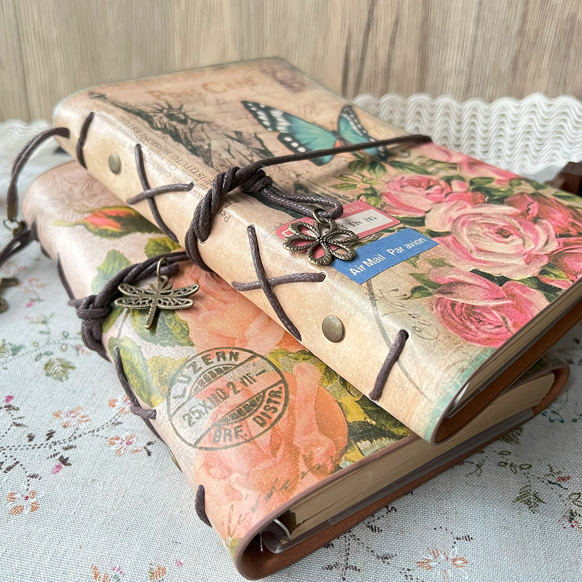 Butterfly & Flower Vintage Kraft Paper Refillable Bullet Journal