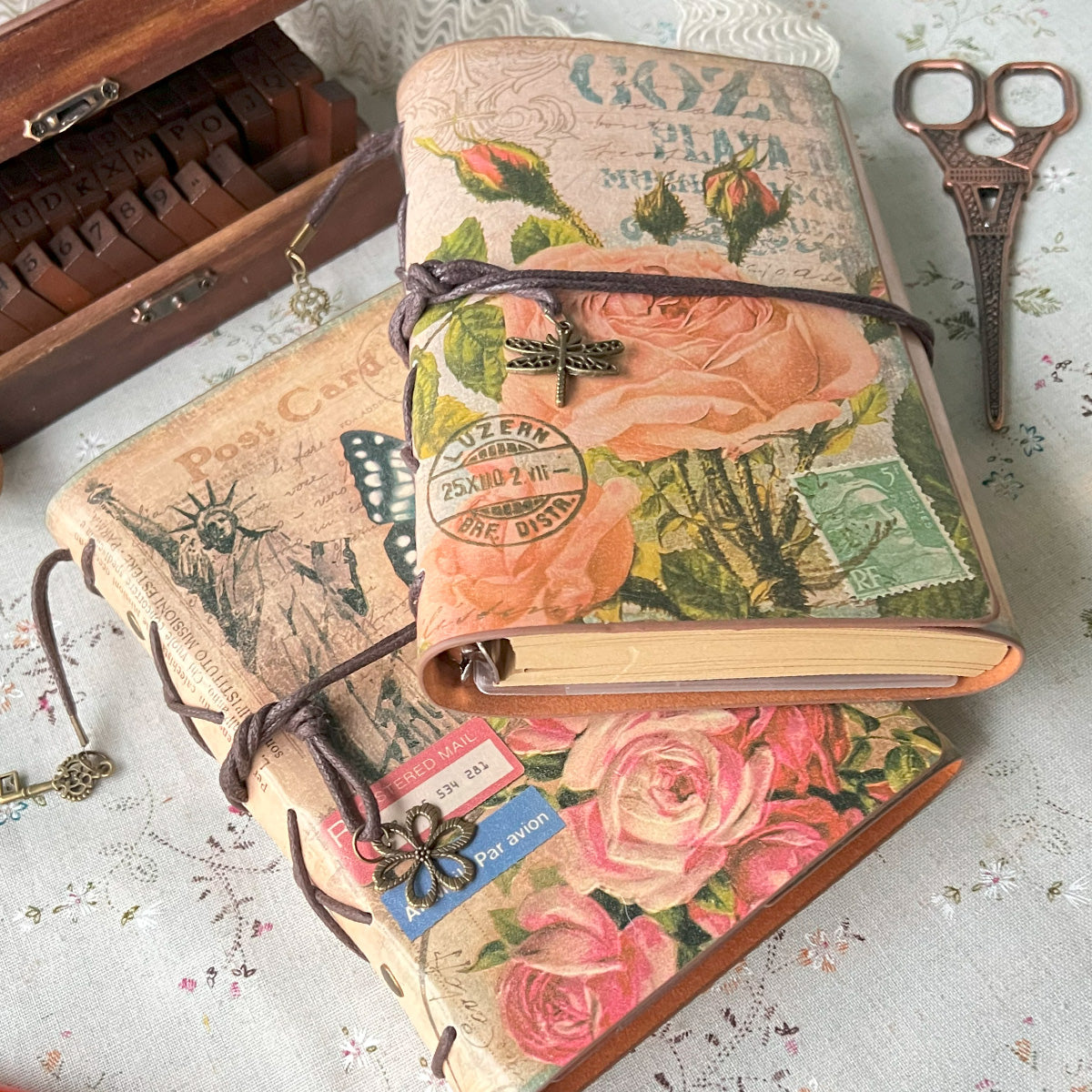 Vintage Kraft Paper Refillable Bullet Journal With Storage Pocket