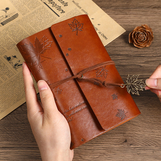 80 Sheets Retro Cowhide Maple Leaf Bullet Journal