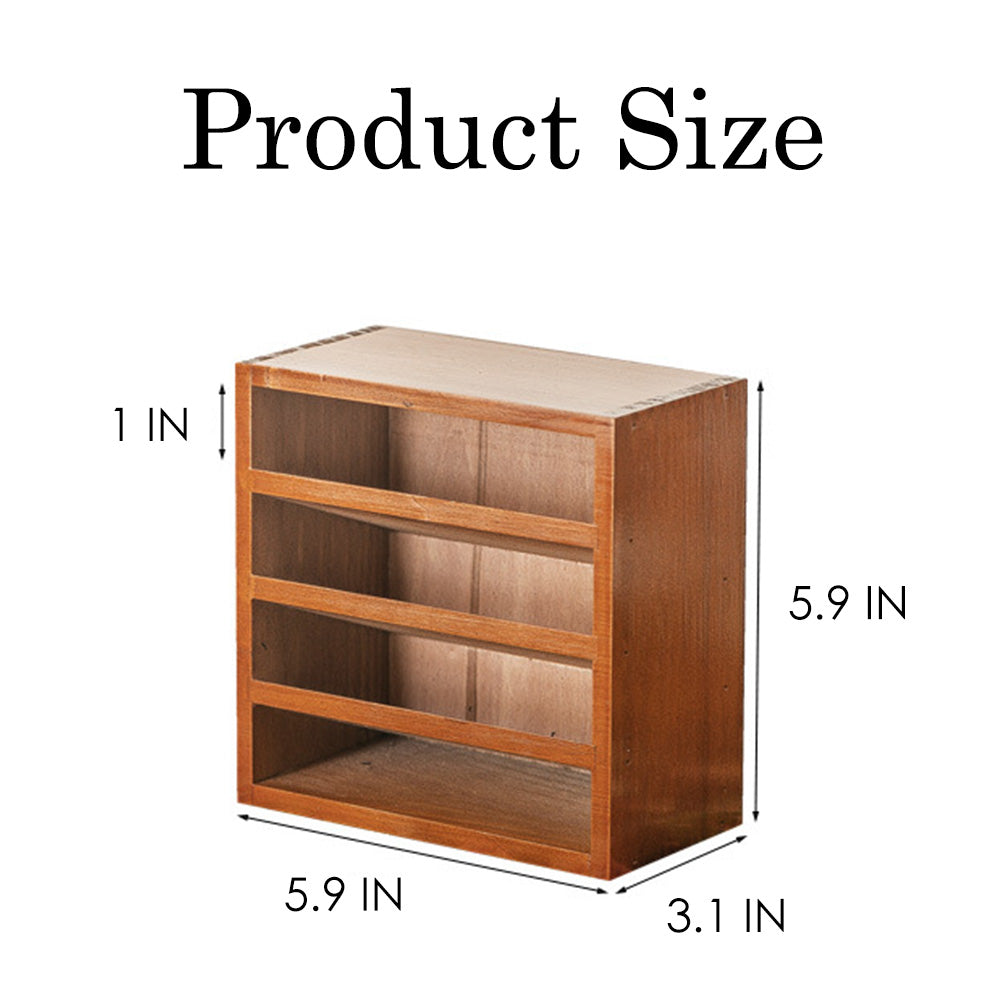 Boîte de rangement rétro en bois à 4 compartiments inclinés