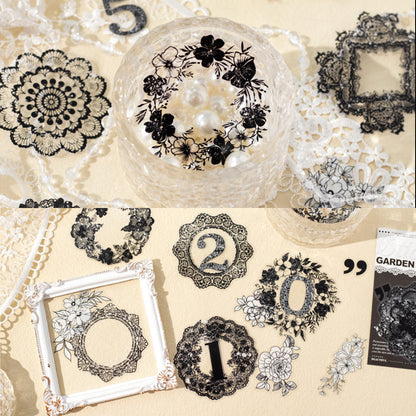 15 Pcs Garden Of Flower Lace PET Sticker Set